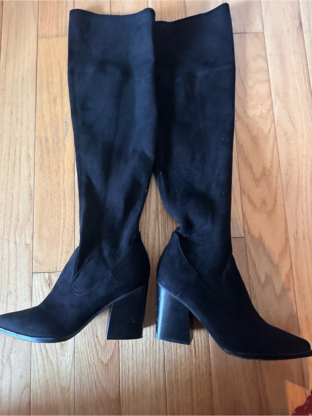 Marc Fisher Black Suede Over-The-Knee Block Heel Boots